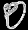 Kadınlar için 925 Ayar Gümüş Kalp Yüzükler Kristal Aşk Yüzükler Güzel Kız Hediye Düğün Parti için