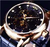 Winner Diamond Skeleton Design Black Golden Skeleton Watch Men Automatic Watch Horloge Erkek Saat Male Clock Men Orologio Uomo