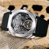 Goedkoop Nieuw Octo Finissimo Tourbillon 102719 BGO40PLTBXTSK Skelet Automatische Mens Watch Silver Case Leather Riem Sport Gent Watche9574271