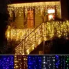 Lichterkette Weihnachten Außendekoration 3,5 m Droop 0,3–0,5 m Vorhang Eiszapfen Lichterkette LED-Lichter Garten Weihnachtsfeier 110 V 220 V