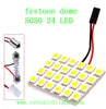 Lampadine Dome festone car led pannello interno luce 24smd 5050 luci di lettura automatica con T10 / BA9S / festone