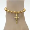 Religious Stainless Steel Gold Plated 6mm/8mm Beaded Rosary Charm Bracelet for Men Women 8.261020805