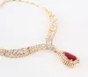 Kvinnor Fashion African Pärlor Halsbandörhängen Set Water Drop Gold Plated Jewely Set för brudtärna Dubai smyckesuppsättningar