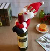 Decorazioni natalizie per la decorazione domestica Borsa copri bottiglia di vino di Babbo Natale Decorazioni per la tavola di Natale Coperture per bottiglie di vino