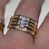 Victoria Wieck Vintage Bijoux Poire Cut Femmes Mode Bague 925 Sterling Argent Plaqué Or Jaune CZ Diamant 3in1 Mariage Mariée Taille 5-11