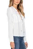 2016 Blue Stripe White Shirt Front Lace Up Tie Up Pocket Sheer See Through Long Sleeve Blouse Sexy Ladies Office Shirts free shipping