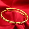 Womens Bangle Adjustable Bracelet Diameter 60mm Gold Filled Classic Female Star Carved Bangle Wedding Jewelry 4mm Wide