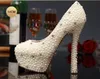 2021 Perle Scarpe da sposa con tacchi alti 14cm 12cm 10cm 8cm 6cm 3cm Cristalli Scarpe da festa da sposa Scarpe da ballo di spedizione veloce