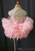 2019 малыш Pageant платья розовые органзы кекс детские выпускные платья кристалл из бисера открыты назад с бантом формальные маленькие девочки день рождения платье