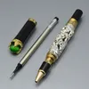 JINHAO High quality Golden/silver dragon embossment brand roller ball pen with stationery office supplies writing smooth metal pens as gift