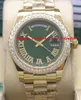 Luksusowe zegarki Męskie 18kt Gold Green Dial Roman 118348 Diamond Bezel 41mm Automatyczne Mody Męskie Watch Wristwatch