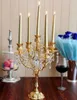 40 cm height 5-arms metal Gold candelabras with crystal pendants wedding table candle holder Event centerpiece 10 pcs/lot