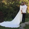 Simples 2017 Branco Chiffon sereia Vestidos de casamento com Cowl Faz baratos Bateau Capela Trem longo vestidos de noiva Custom Made China EN10319
