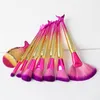 8PCS Mermaid Makeup Brushes Set Diamond Rainbow Big Fish Tail Cosmetics Eyeshadow Foundation Beauty Tools Multipurpose Make Up Brush Kit