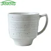 Jankng 340ml Kawaii手作りセラミックマグカップウエスタンスタイルウォーターボトルホワイトポイントコーヒーミルクドリンクマグ