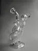 Ball rig 2017 double boule Conduites d'eau en verre Global Base Vortex Recycler Plates-formes pétrolières Fumer Pipe 2 Fonction Bongs En Verre 14 mm Bol En Verre