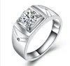 Męska księżniczka Cut Symulowany diament 925 Srebrny pierścionek zaręczynowy biżuteria ślubna SZ 6-10 Prezent