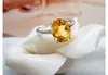 Vendita calda argento massiccio sterling 925 anelli 7 * 9mm anello citrino naturale al 100% regalo di compleanno per gioielli in argento donna