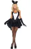 Costume a tema Abito da coniglietto sexy Donna Coniglio Halloween Coda di rondine Fantasia Mago Cosplay Uniforme da cameriera nera Carnevale