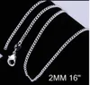 2mm 925 Sterling Silver Curb Chain Halsband Mode Kvinnor Hummer Clasps Kedjor Smycken 16 18 20 22 24 26 inches DHL Freeshipping