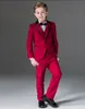 Un bouton Garçon Tuxedos Peak Lapel Enfants Costume Bleu Royal / Rouge / Noir Enfant Mariage / Costumes De Bal (Veste + Gilet + Pantalon + Noeud Papillon + Chemise) NH1