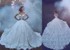 Gorgeous Ful Lace Ball Gown Wedding Dresses Off Shoulder Appliques Backless Plus Size Wedding Dress Elegant Chapel Train Princess Bridal Gow