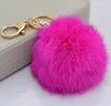 Real Rabbit Fur Ball Keychain Soft Lovely Gold Metal Key Chains Pom Poms Plush Car Keyring Bag Earrings Accessories Gift R3D1