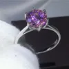 Fina smycken 100% riktiga 925 sterling silverring 3ct rosa 5a zircon cz engagemang bröllop band ringar för kvinnor brud smycken