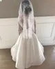 2019 robes première communion bijou dentelle manches longues v dos nu robes de mariée enfants satin une ligne robes de soirée