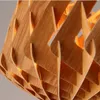 Honeycomb Pendant Light LED Wooden Suspending Chandelier Lamp for Restaurant Dining Room Bar Coffee