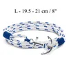 Tom hope bracelet 4 size Handmade Royal Blue thread rope chains stainless steel anchor charms bangle with box and TH56216226