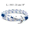 Tom hope bracelet 4 size Handmade Royal Blue thread rope chains stainless steel anchor charms bangle with box and TH56216226