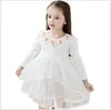 2016 Outono Nova Moda Menina Princesa Vestido Crianças Manga Comprida Flor Vestidos Estilo Coreano Bonito Do Bebê Meninas Lace Tulle Vestido Crianças Vestidos