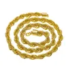 10 mm de espessura de 76 cm de comprimento Twisted Chain 24K Gold Bated Hip Hop Colar pesado para homens