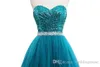 Abiti da sera formali 2021 Teal Blue Prom Dresses Lunghi paillettes Perline Cocktail Party Prom Dress Abiti da ballo Una linea robes de soiree3338