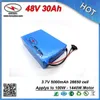 Powerful PVC Cased 1000W Electric Bike Battery 48V 30Ah built in 3.7V 5000mAh 26650 cell and 30A BMS + 2A Charger FREE SHIPPING