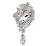 Gemengde kleur 3.5 inch vierkante glazen kristal en steentjes water drop grote broche groothandel