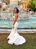 Rachel Allan Mermaid Prom Dresses Halter Neck Crystal Beaded Taffeta White and Gold Backless Two Pieces Long Formal Evening Gowns