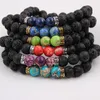 Mixed order Natural Black Lava Stone Bracelets Chakra Healing Balance Beads Bracelet for Men Women Stretch Yoga Jewelry