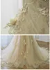 Champagne Mermaid Wedding Dress Long Sleeves Fairy Plus Size Wedding Dresses Sheer with Lace Applique Bridal Gowns