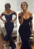 Goedkope Navy Blue Mermaid Avondjurken Sexy Off The Shoulder Enkel Lengte Avondjurk Formele Jurken Avond Draagbaan Fashion Prom Town