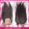 Kinky em linha reta com base de seda fechamento do laço 4 pçslote italiano grosso yaki cabelo humano fechamento do laço com extensões de cabelo para preto wom16909034