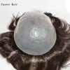 Pedaços de cabelo virgem indiano 1b,2 #,3 #,4 # cor peruca masculina 120% densidade 6 "10x8 tamanho renda suíça na frente com PU transparente na parte traseira