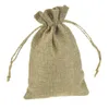 Jute Gfit Sacs beaucoup taille Jute Sack Logo Personnalisé Vintage Bijoux Cordon Pochettes Emballage cas de faveur De Mariage titulaire