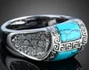 Turkos Silverpläterade Klassiska Ringar Mode Smycken Party Charm Crystal Cool Style Partihandel Koreansk Hot New