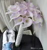 Vendita calda colore viola Calla Lily fiori artificiali Bouquet da sposa Lattice Real Touch Calla Lily Wedding Flower Bouquet