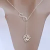 Everfast Whole 10pc Lot Infinity och Lotus Lariat Pendants Statement Necklace Women Long Chain Collier Femme Jewelry Accessori264V