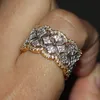 220pcs Tiny White Topaz Luxury Jewelry Hot 925 Silver Rose Gold Plated Simulated Diamond Gemstones Wedding Women Rings For Lover Size 5-11