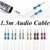 3,5 mm Aluminium Diamond Flätad ljudkabel 1m 1.5m Jack Aux Auxiliary Extended Woven Wire för iPhone 6s Samsung S7 högtalardator