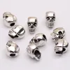 Wholesale Skull Head Beads Skeleton Evil Zinc Metal Alloy Big Hole Charm Bead Fit European Chain Bracelets Jewelry 100pcs